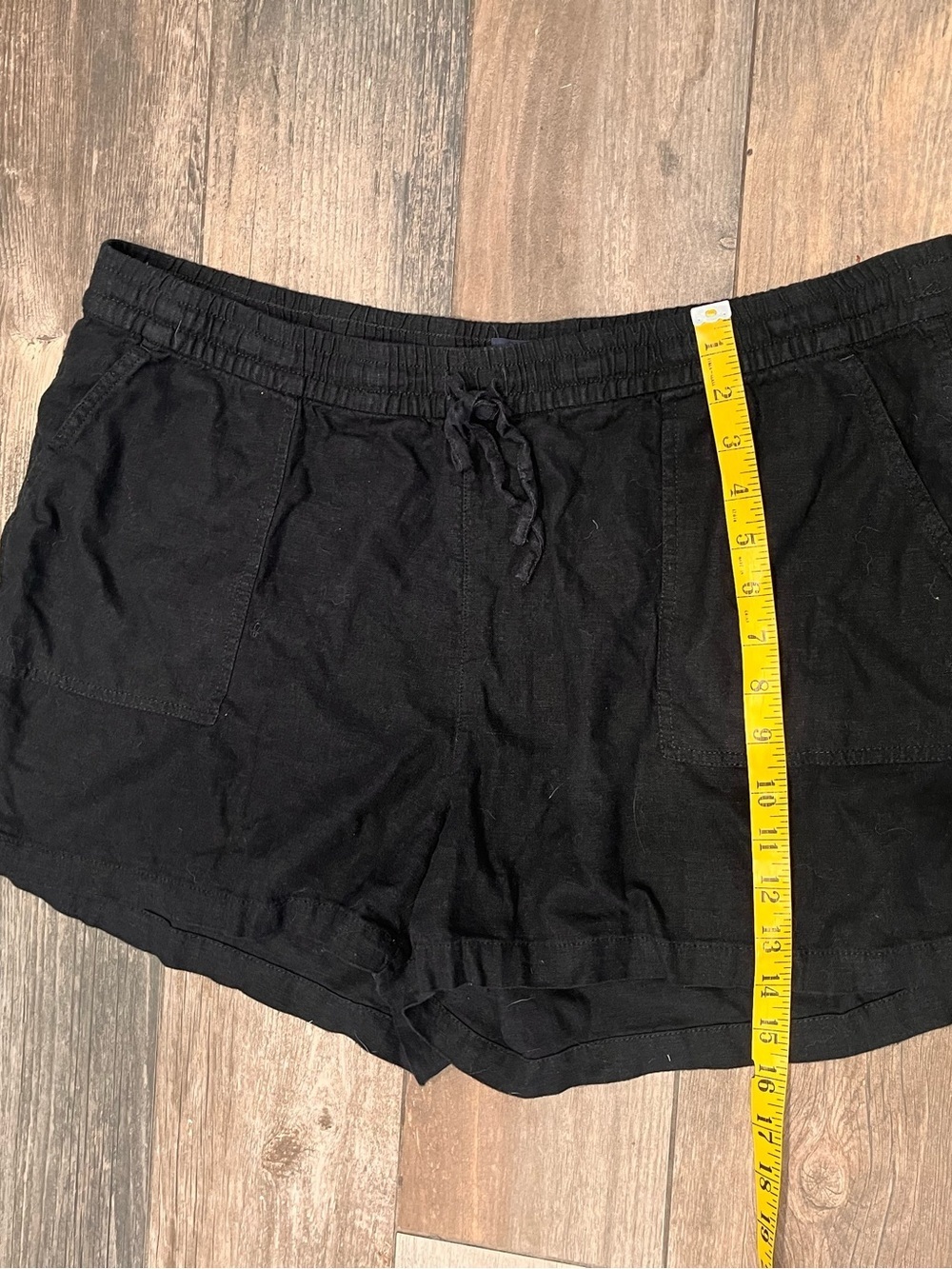 J Crew Black Linen Blend Drawstring Waist Shorts Size XL Coastal Preppy Summer - Picture 2 of 8